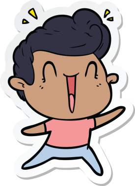 Bir insan tarafından çizilmiş heyecanlı bir adamın çıkartması.