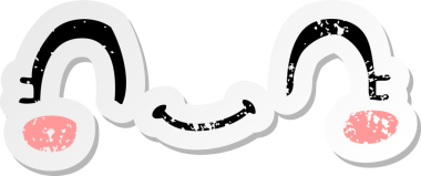 Bir insan tarafından çizilmiş şirin bir çizgi film karakterinin sıkıntılı çıkartması.