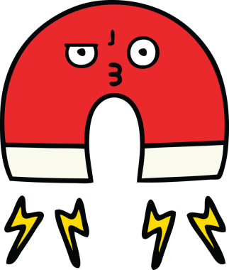 Bir insan tarafından çizilmiş şirin bir mıknatıs karikatürü