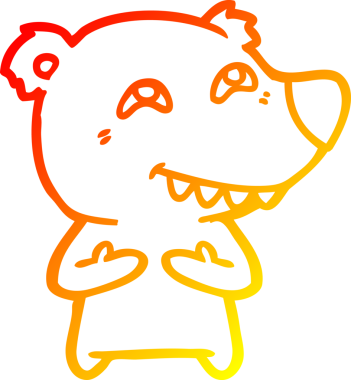 Bir insan tarafından çizilmiş dişleri gösteren bir kutup ayısının sıcak çizgi çizimi