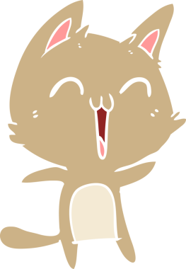 Bir insan tarafından çizilmiş mutlu düz renkli çizgi film kedisi