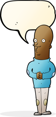 Bir insan tarafından çizilmiş komik, kel bir adam.