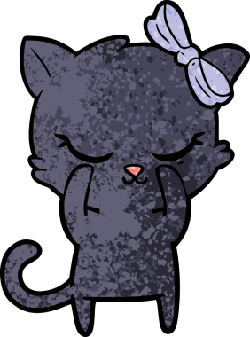 Bir insan tarafından çizilmiş sevimli çizgi film kedisi.