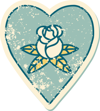 Bir insan tarafından çizilmiş kalp ve çiçeklerin sembolik depresif dövme şekli