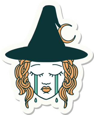 Bir insan tarafından çizilmiş ağlayan bir insan cadı karakterinin çıkartması.