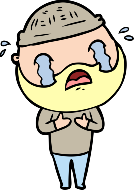 Çizgi film sakallı adam bir insan tarafından çizilmiş ağlıyor.