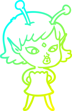 Bir insan tarafından çizilmiş güzel bir uzaylı kız çizimi.