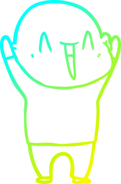 Bir insan tarafından çizilmiş, mutlu, kel bir adamın çizdiği soğuk çizgi.