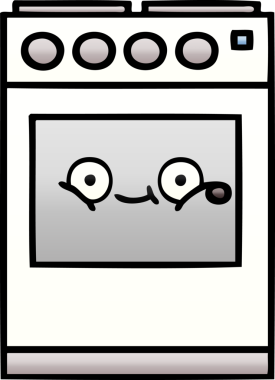 Bir insan tarafından çizilmiş mutfak fırınının gölgelenmiş karikatürü.