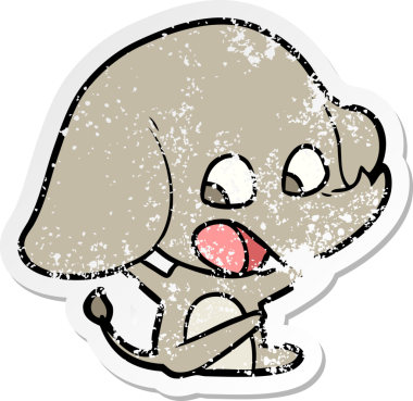 Bir insan tarafından çizilmiş şirin bir filin sıkıntılı çıkartması