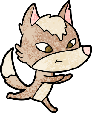 Bir insan tarafından çizilmiş dost canlısı çizgi film kurdu.