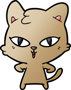 Bir insan tarafından çizilmiş çizgi film kedisi.