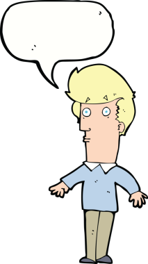 Bir insan tarafından çizilmiş konuşma baloncuğu olan ürkmüş bir adam.