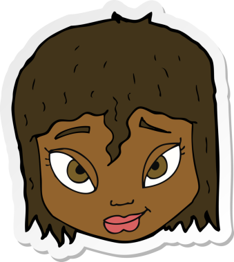 Bir insan tarafından çizilmiş karikatür kadın yüzü çıkartması.