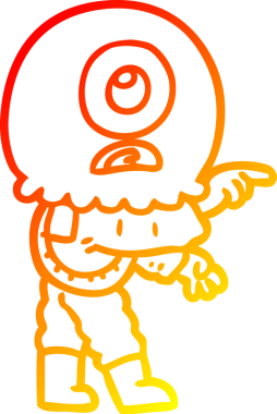 Bir insan tarafından çizilmiş sıcak çizgi çizimi Kiklops uzaylı uzay adamı