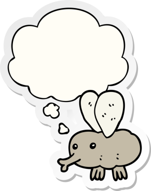 İnsan tarafından çizilmiş bir çıkartma olarak düşünce baloncuğu olan çizgi film uçuşu