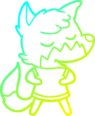 Bir insan tarafından çizilmiş dost canlısı bir tilkinin soğuk çizgi çizimi.