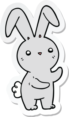 Bir insan tarafından çizilmiş şirin bir tavşanın çıkartması.