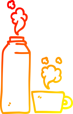 Bir insan tarafından çizilmiş sıcak çizgili sıcak içecek şişesi.