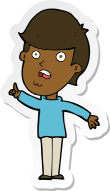 Bir insan tarafından çizilmiş soru soran bir karikatürcünün çıkartması.