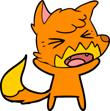 Bir insan tarafından çizilmiş tilki çizgi film karakteri