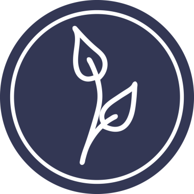 Bir insan tarafından çizilmiş doğal yaprak dairesel simgesi