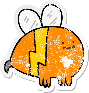 Bir insan tarafından çizilmiş garip bir el çizilmiş bir yaban arısının sıkıntılı çıkartması.