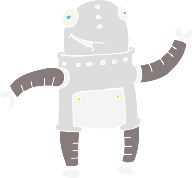 Bir insan tarafından çizilmiş robotun düz renk çizimi