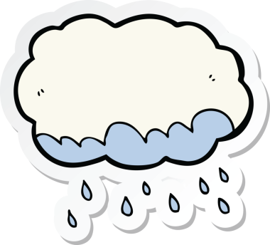 Bir insan tarafından çizilmiş karikatür yağmur bulutu etiketi