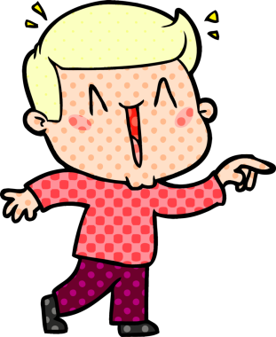 Bir insan tarafından çizilmiş heyecanlı bir çizgi film.