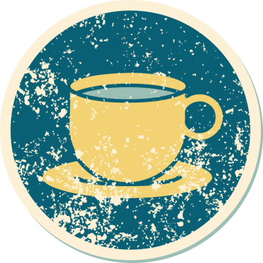 Bir insan tarafından çizilmiş bir fincan kahvenin sembolik dövmeli görüntüsü.