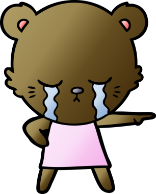 Ağlayan çizgi film ayısı bir insan tarafından çizilmiş.