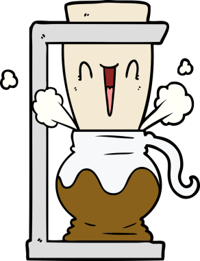 bir insan tarafından çizilmiş çizgi film filtresi kahve makinesi