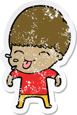 Bir insan tarafından çizilmiş komik bir çizgi film çocuğunun sıkıntılı çıkartması.