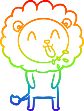 gökkuşağı gradyanı çizimi bir insan tarafından çizilmiş mutlu bir karikatür aslanı