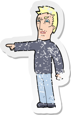 Bir insan tarafından çizilmiş kızgın bir çizgi filmin gerilimli çıkartması.