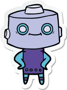 Bir insan tarafından çizilmiş robot karikatür çıkartması.