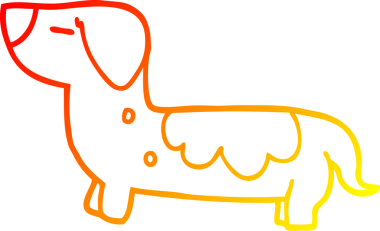 Bir insan tarafından çizilmiş çizgi film köpeğinin sıcak çizgi çizimi