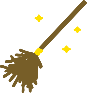 Bir insan tarafından çizilmiş sihirli süpürge sopası.