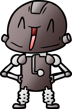 Bir insan tarafından çizilmiş çizgi film robotu