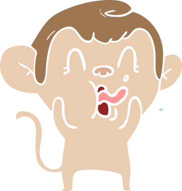 Bir insan tarafından çizilmiş düz renk çizgi film maymunu.