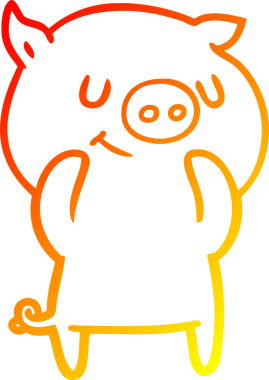 Bir insan tarafından çizilmiş mutlu çizgi film domuzu çizimi.