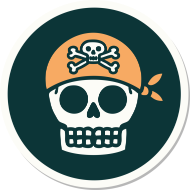 Bir insan tarafından çizilmiş geleneksel bir korsan kafatası dövmesi.