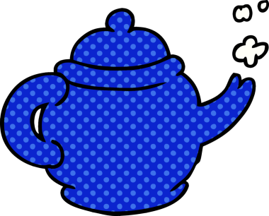 Bir insan tarafından çizilmiş mavi çay demliğinin karalaması.