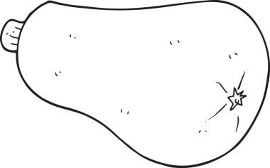 Bir insan tarafından çizilmiş siyah beyaz karikatür tereyağı kabağı.