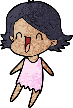 Bir insan tarafından çizilmiş mutlu bir kadın.