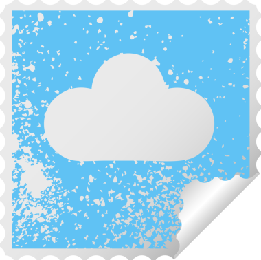 Bir insan tarafından çizilmiş bir yağmur bulutunun kare soyulmuş çıkartması.