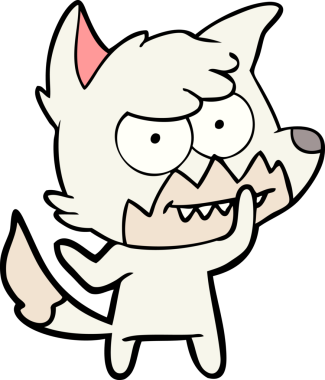 Bir insan tarafından çizilmiş sırıtan tilki çizgi filmi.