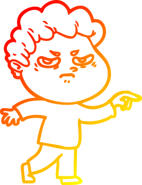 Bir insan tarafından çizilmiş kızgın bir adamın sıcak çizgi çizimi.