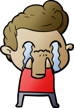 Bir insan tarafından çizilmiş ağlayan çizgi film adamı.